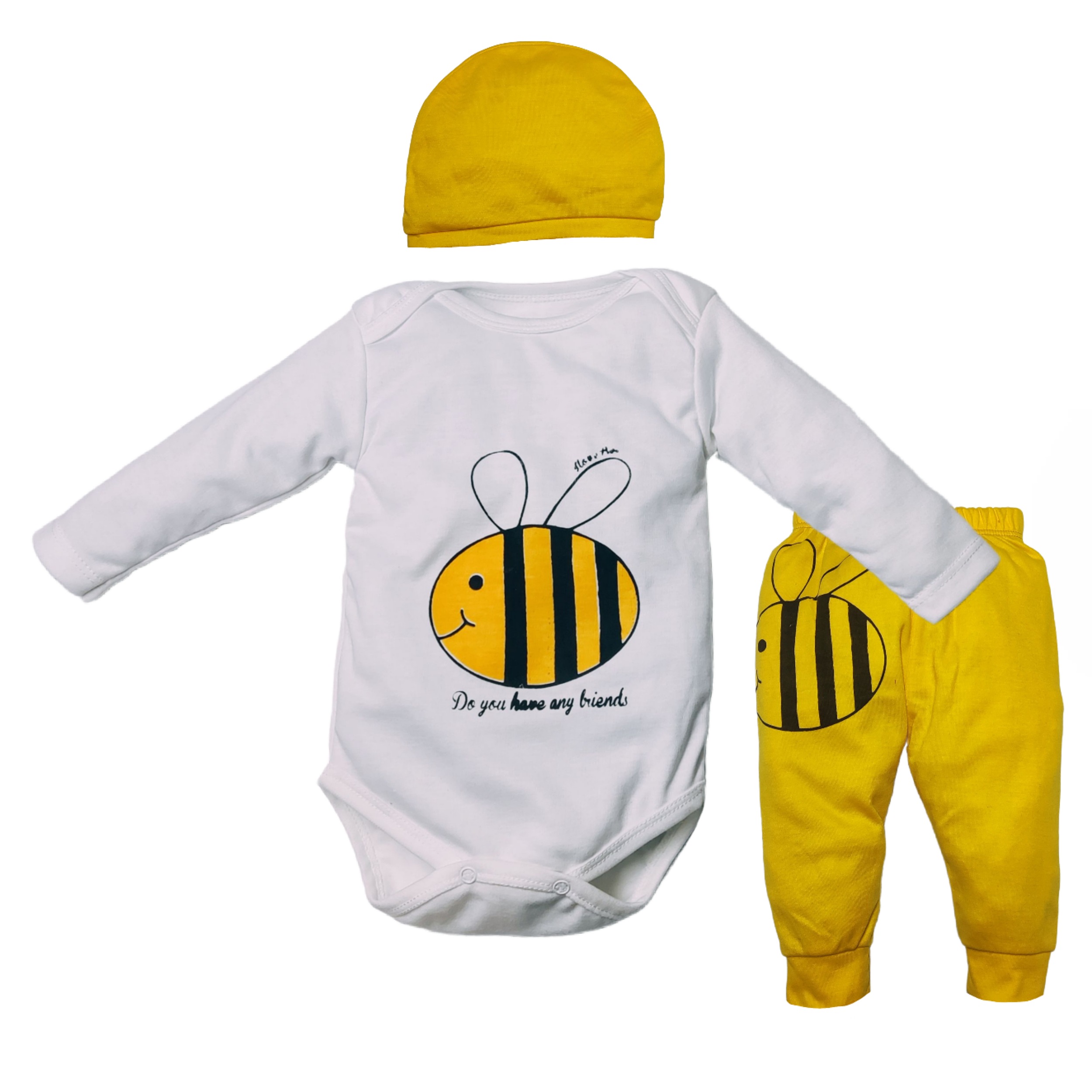 ست 3 تکه لباس نوزادی مدل زنبور کد M20