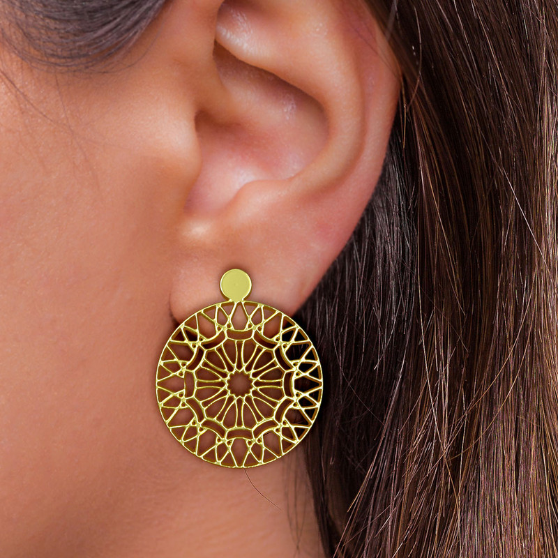 گوشواره طلا 18 عیار زنانه مدوپد مدل هندسی کد GA1-13725 - 3