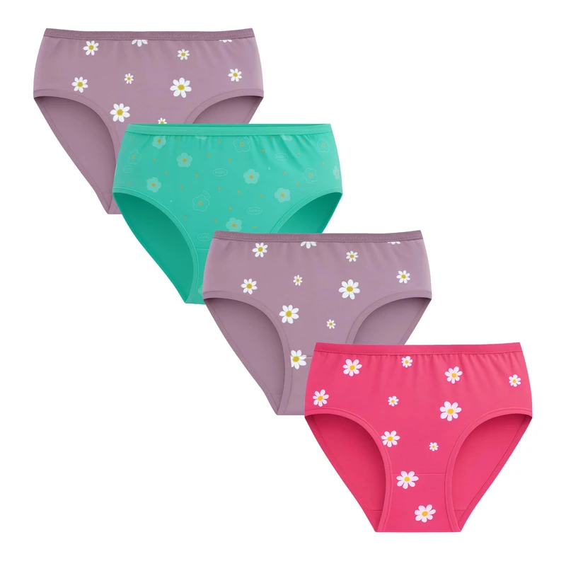 شورت زنانه مدل نخی ضد حساسیت طرح گل بابونه مجموعه 4 عددی