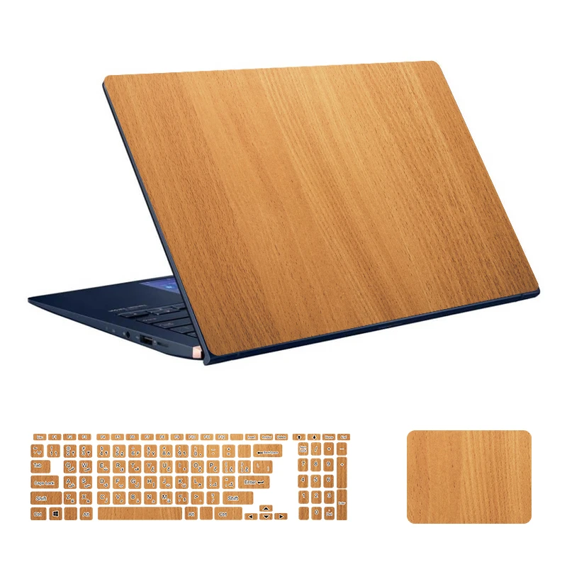  استیکر لپ تاپ توییجین و موییجین طرح WOOD کد 20 مناسب برای لپ تاپ 15.6 اینچ به همراه برچسب حروف فارسی کیبورد 