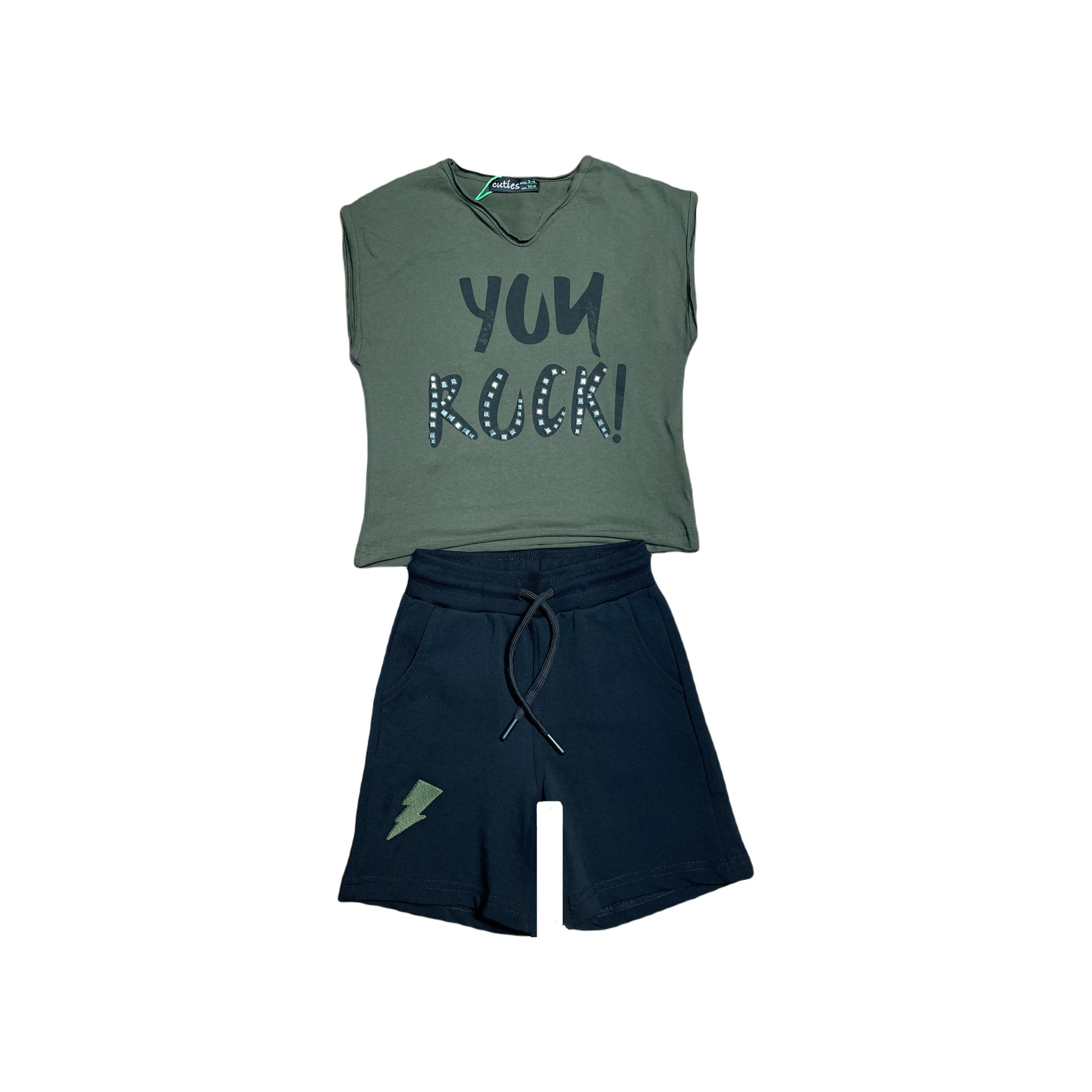 ست تی شرت و شلوارک بچگانه مدل flash رنگ سبز