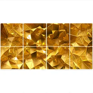 تایل سقفی طرح پارامتریک طلائی کد  1410-8 سایز 60x60 سانتی متر مجموعه 8عددی