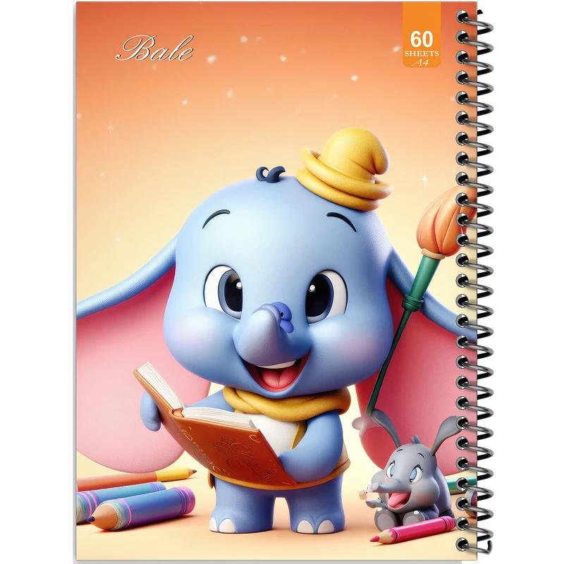 دفتر نقاشی 60 برگ انتشارات بله طرح فانتزی فیل گوش دراز کد A4-O21