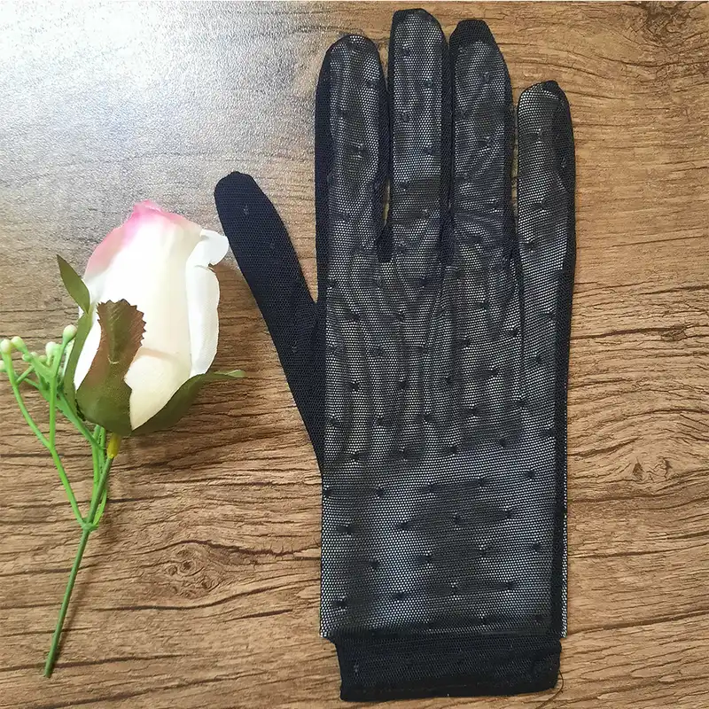 دستکش زنانه مدل توری طرح خال خالی کد AS1284 رنگ مشکی