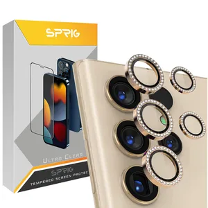 Sprig Ring metal Diamond Camera Lens Protector For Samsung Galaxy S23 Ultra