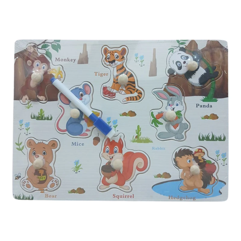 پازل آموزشی مدل وایبرد ماژیکدار طرح حیوانات 