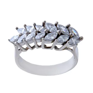 انگشتر نقره زنانه بازرگانی میلادی مدل  گندم فول نگین برلیان کد AWR_514