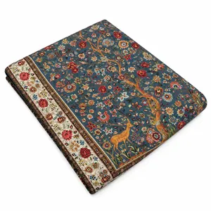 روفرشی مدل زیرسفره ای طرح غزال زمینه طوسی
