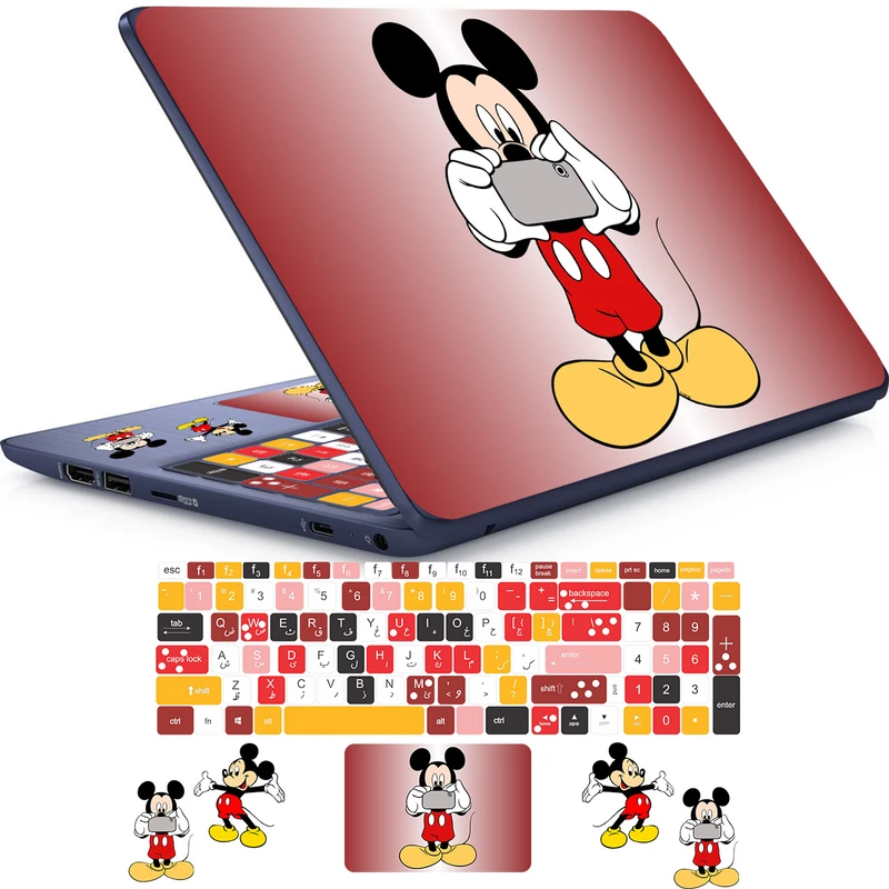   استیکر لپ تاپ راتیانا مدل  mickey mouse 02 مناسب برای لپ تاپ 15 تا 17 اینچ به همراه برچسب حروف فارسی کیبورد