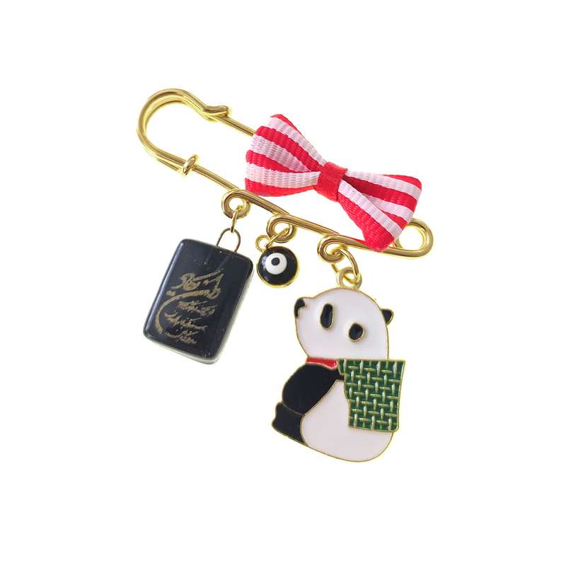 سنجاق سینه دخترانه مدل پاندا و وان یکاد شیشه ای و چشم نظر