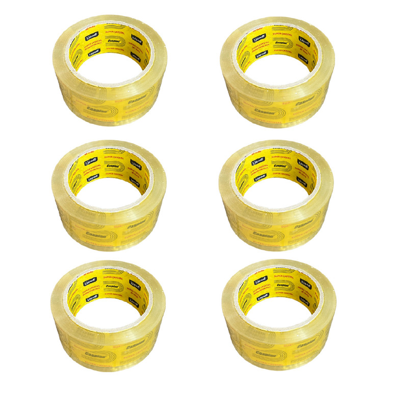 چسب پهن کاسپین مدل سوپر کریستال عرض 5 سانتی متر بسته 6 عددی