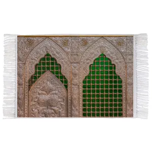 فرش ماشینی دیوارکوب اطلس آبی طرح ضریح حرم امام حسین مدل T2491 