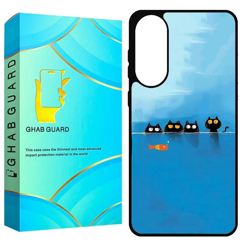 کاور قاب گارد طرح گربه و ماهی مدل S25EG مناسب برای گوشی موبایل سامسونگ Galaxy S25 Edge