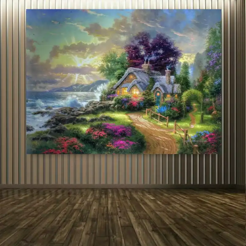 پوستر دیواری طرح منظره ی سبز و خانه کد FP10111