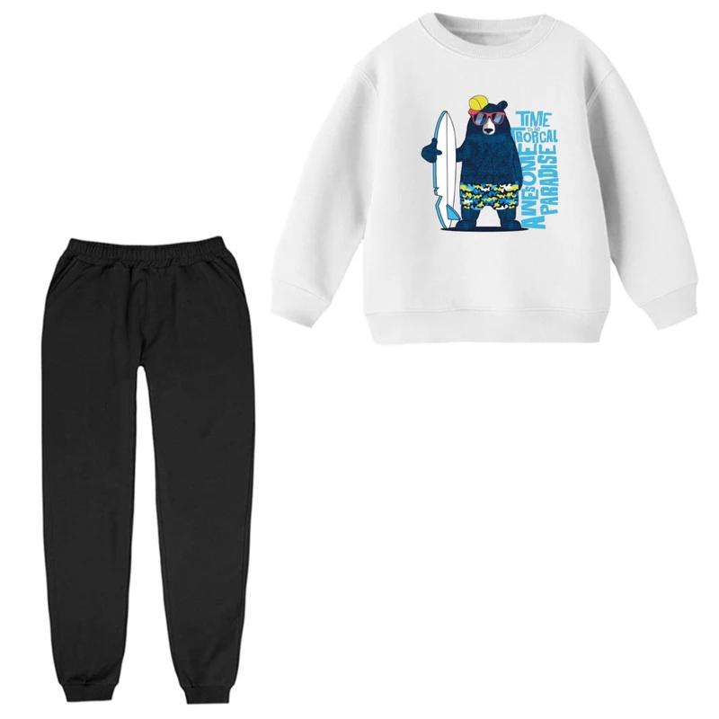 ست سویشرت و شلوار راحتی بچگانه مدل خرس اسکی  