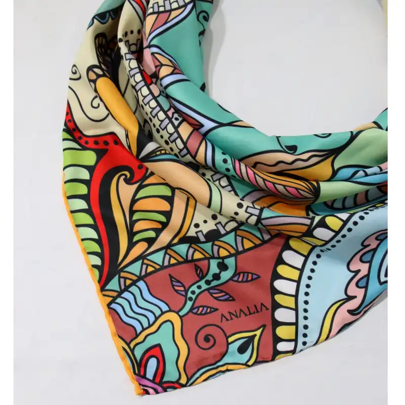 روسری زنانه مدل ابریشم طرح سنتی شاد کد 2972