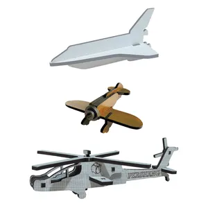 پازل چوبی سه بعدی طرح هلیکوپتر و جت و هواپیمای جنگی مدل PERSHANG کد 010 بسته 3 عددی