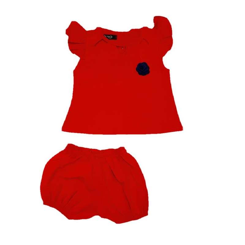 ست تاپ و شلوارک دخترانه مدل گل 001