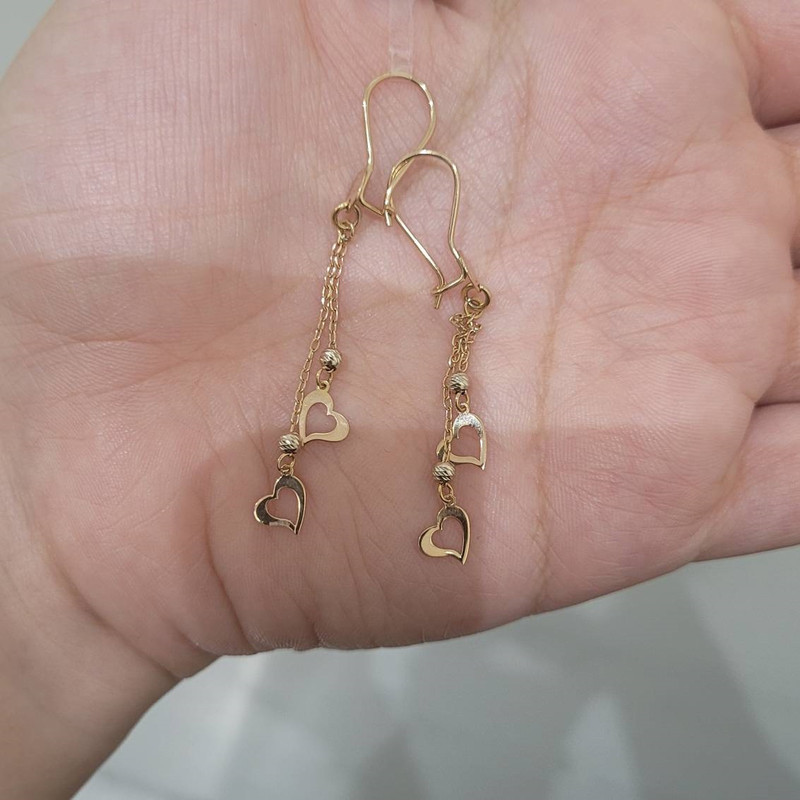 گوشواره بخیه‌ای طلا 18 عیار زنانه مان گالری مدل آویز قلب هندسی کد EA01-0027400 - 2
