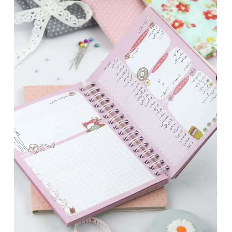 دفتر خیاطی 90 برگ نیکولند طرح چرخ و قیچی کد 507