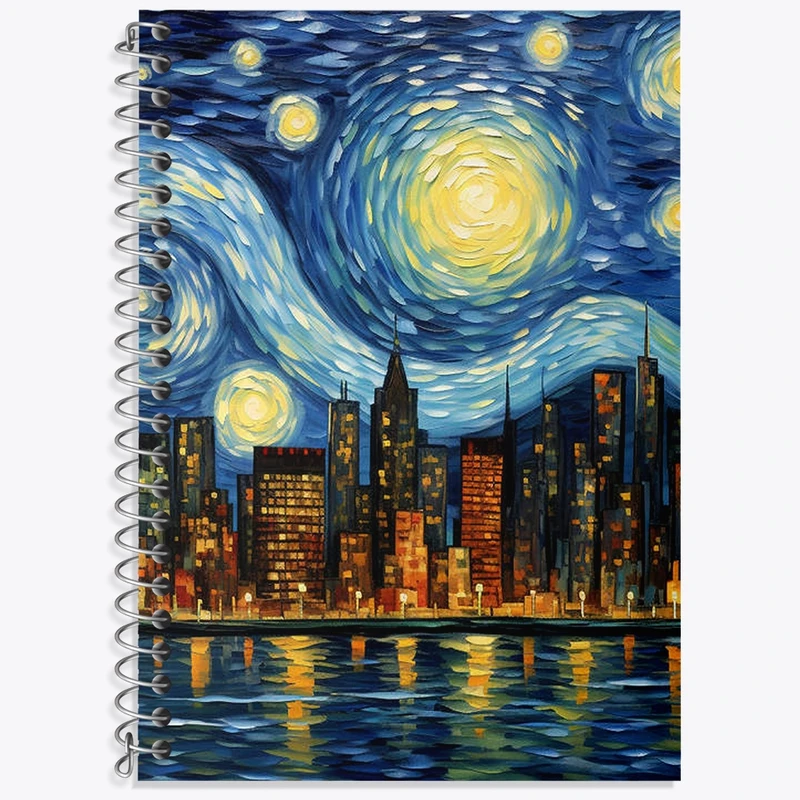 دفتر زبان 50 برگ خندالو مدل سه خط طرح شب پر ستاره کد N1225