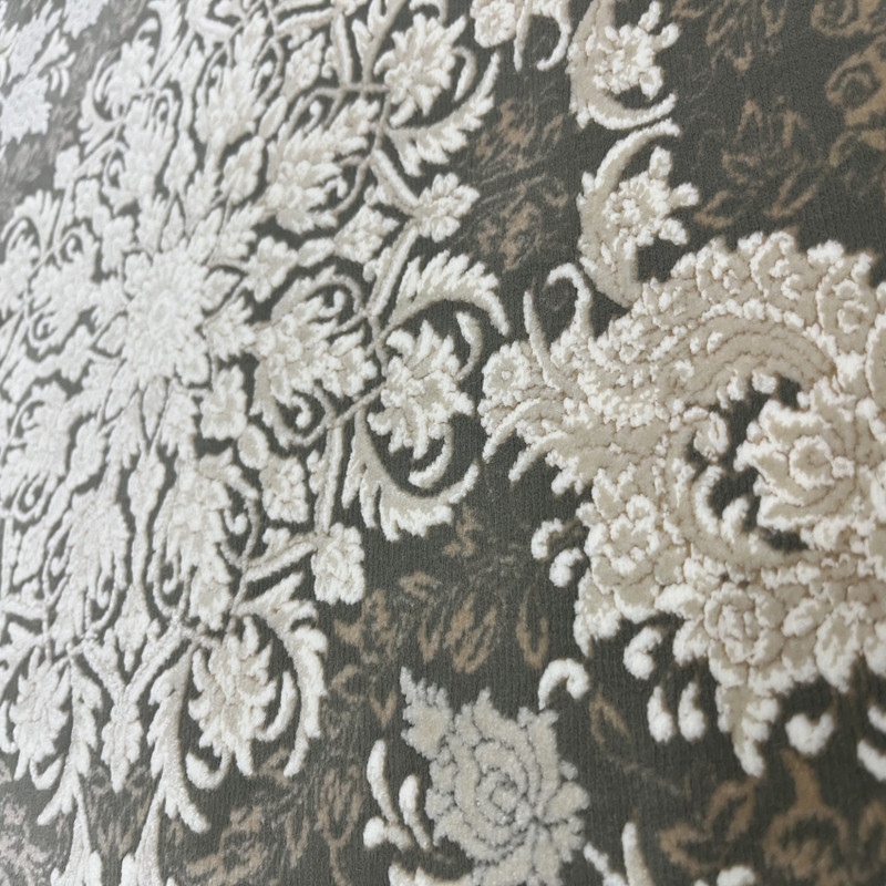 فرش ماشینی 1200 شانه زمینه طوسی حاشیه طوسی مدل هانا