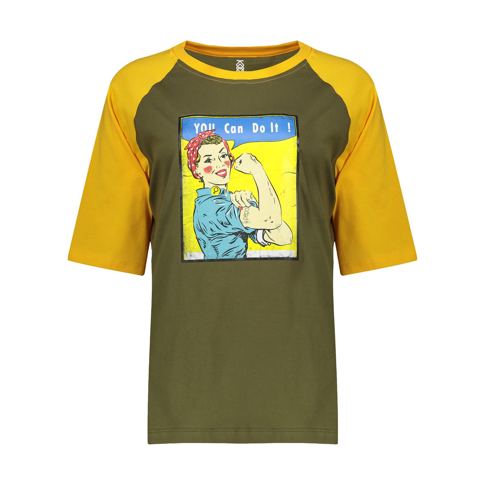 تی شرت آستین کوتاه زنانه پپا مدل Queen Bee رنگ سبز زیتونی -  - 1