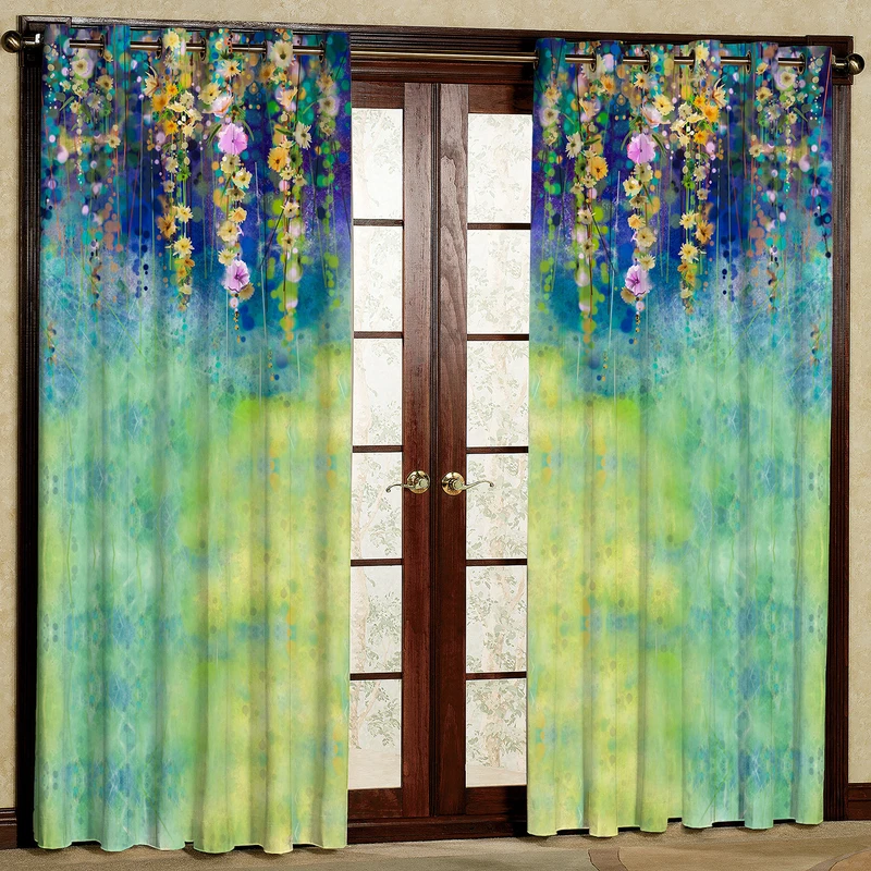 پرده مدل گل دار مخمل پانچی کد 1125L سایز 140x280 سانتی متر