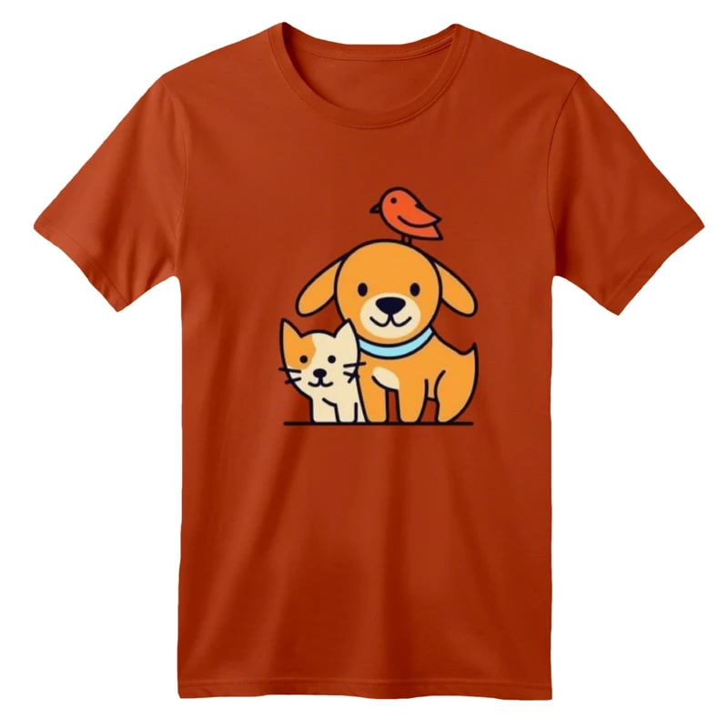 تی شرت آستین کوتاه بچگانه مدل سگ و گربه کد 3