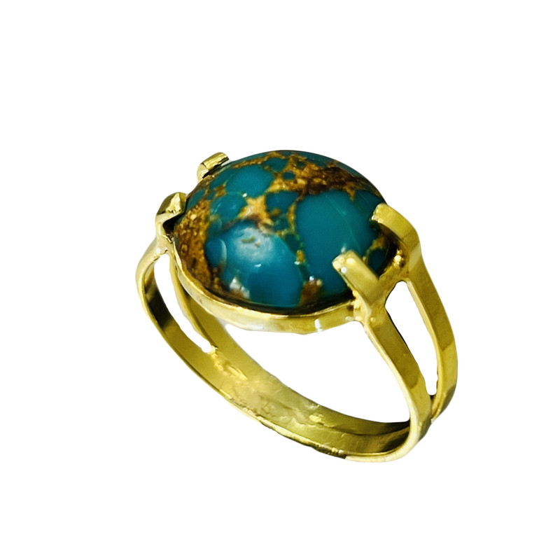 انگشتر نقره زنانه مدل 4چنگ دستساز با فیروزه نیشابوری 78-98