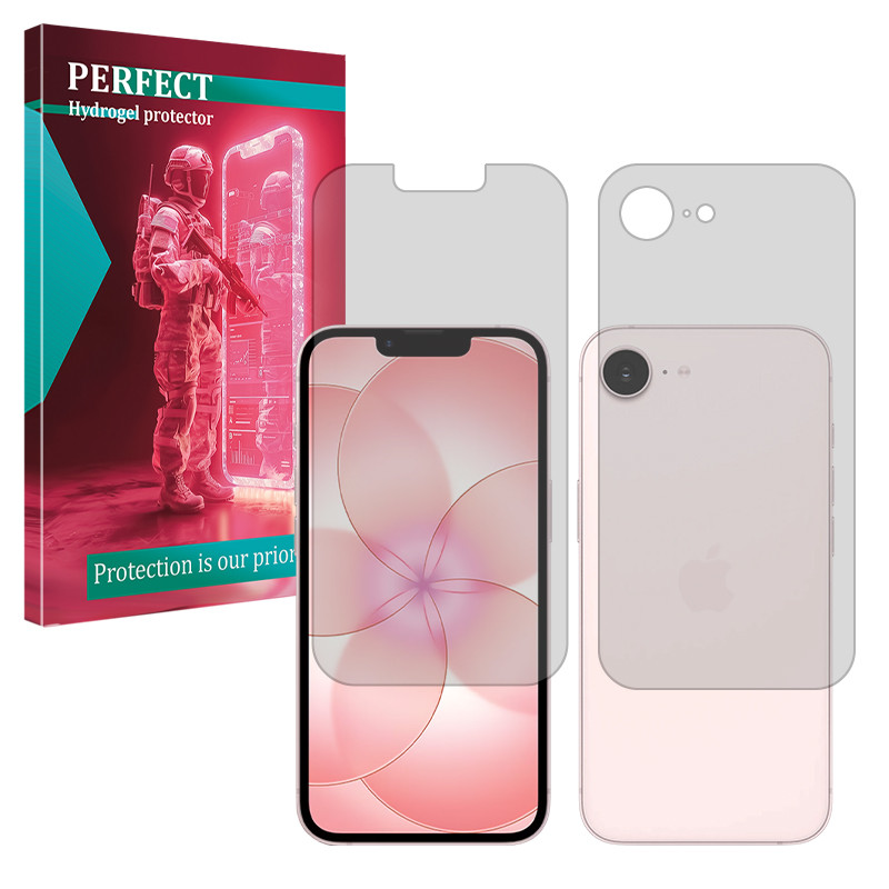 محافظ صفحه نمایش شفاف پرفکت مدل هیدروژلی مناسب برای گوشی موبایل اپل iPhone 17e به همراه محافظ پشت گوشی