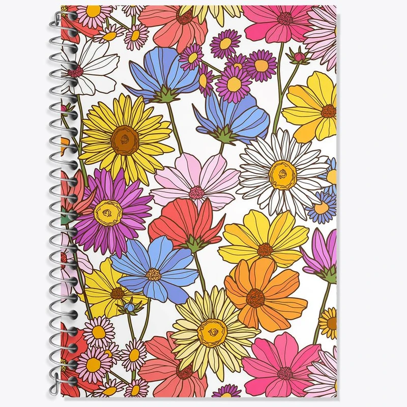 دفتر زبان 50 برگ خندالو مدل دو خط طرح گل گلی کد 28999