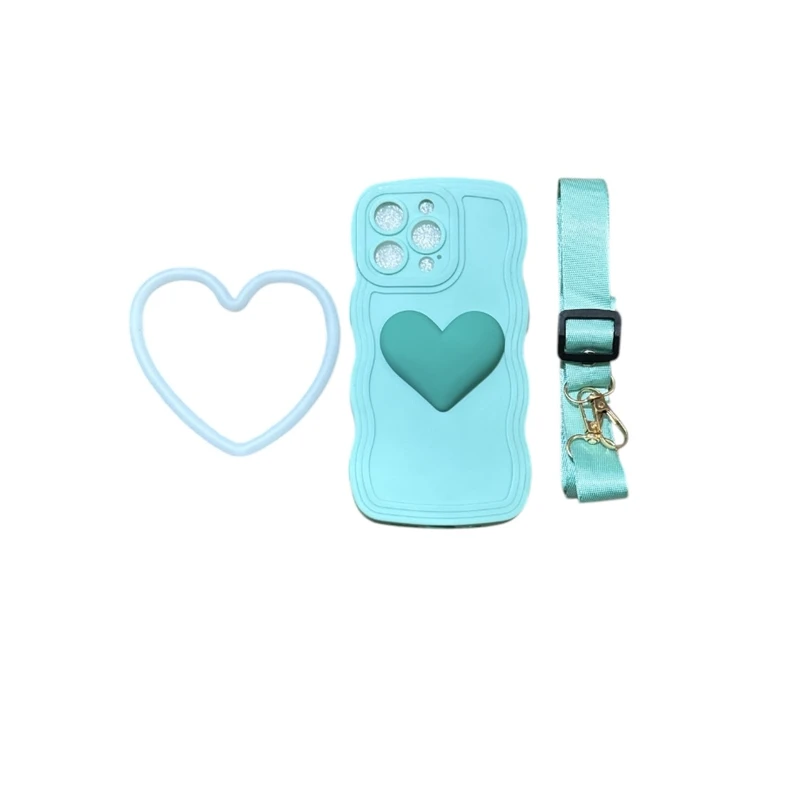  کاور مدل قلب مناسب برای گوشی موبایل اپل iPhone 13 pro به همراه بندآویز