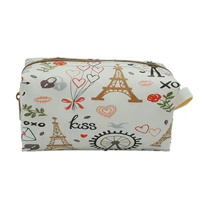 کیف لوازم آرایش زنانه مدل مکعبی طرح پاریس کد 02