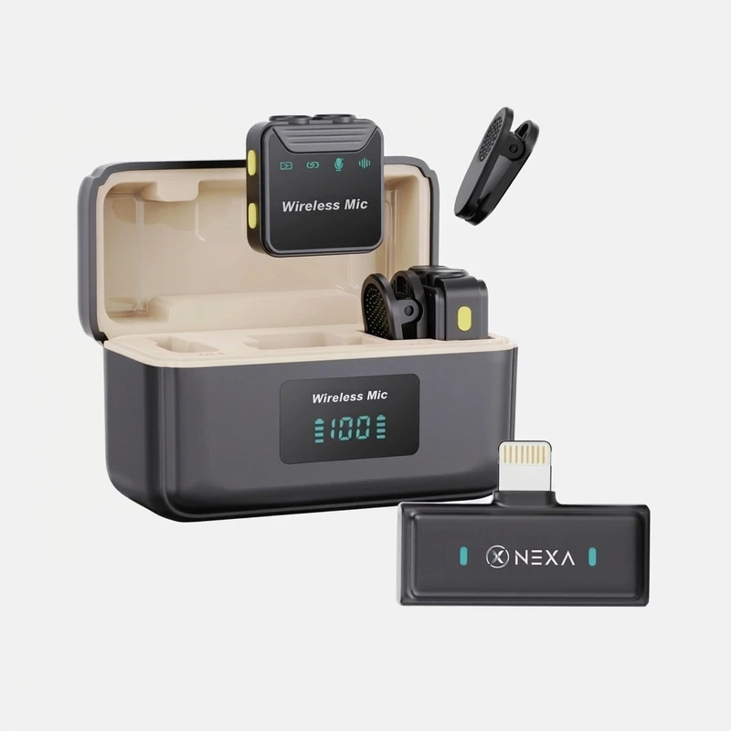 میکروفون یقه‌ای بی‌سیم نکسا مدل FX103 با درگاه لایتنینگ مجموعه 2 عددی