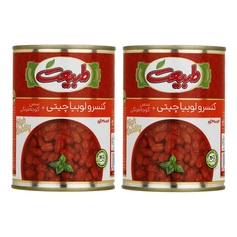 کنسرو لوبیا چیتی به همراه سس گوجه فرنگی طبیعت - 380 گرم  بسته دو عددی