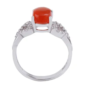 انگشتر نقره زنانه بازرگانی میلادی مدل عقیق آبکاری رادیوم قالب جواهری کد AWR_1456