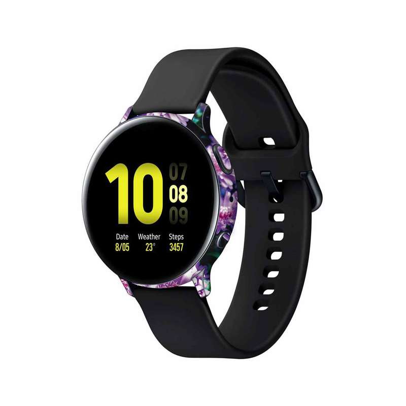 برچسب ماهوت طرح Purple-Flower مناسب برای ساعت هوشمند سامسونگ Galaxy Watch Active 2 44mm