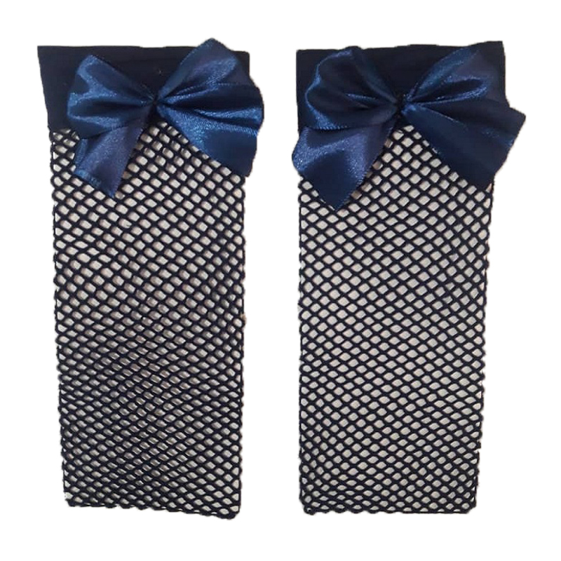 جوراب دخترانه مدل پاپیونی رنگ ابی نفتی