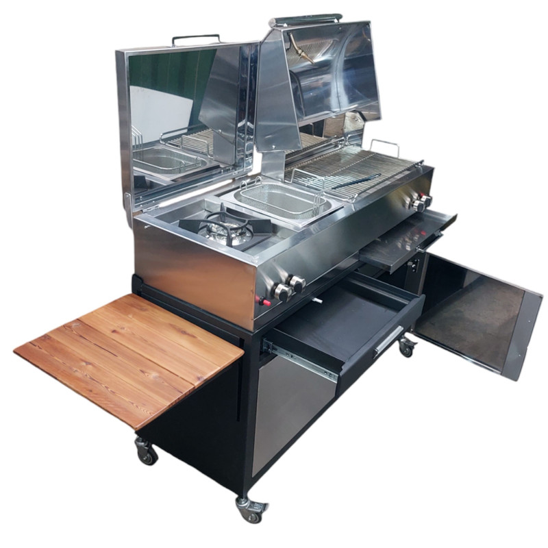 باربیکیو اصلان مدل E120 سرخ کن دار طرح کابینت و کشو