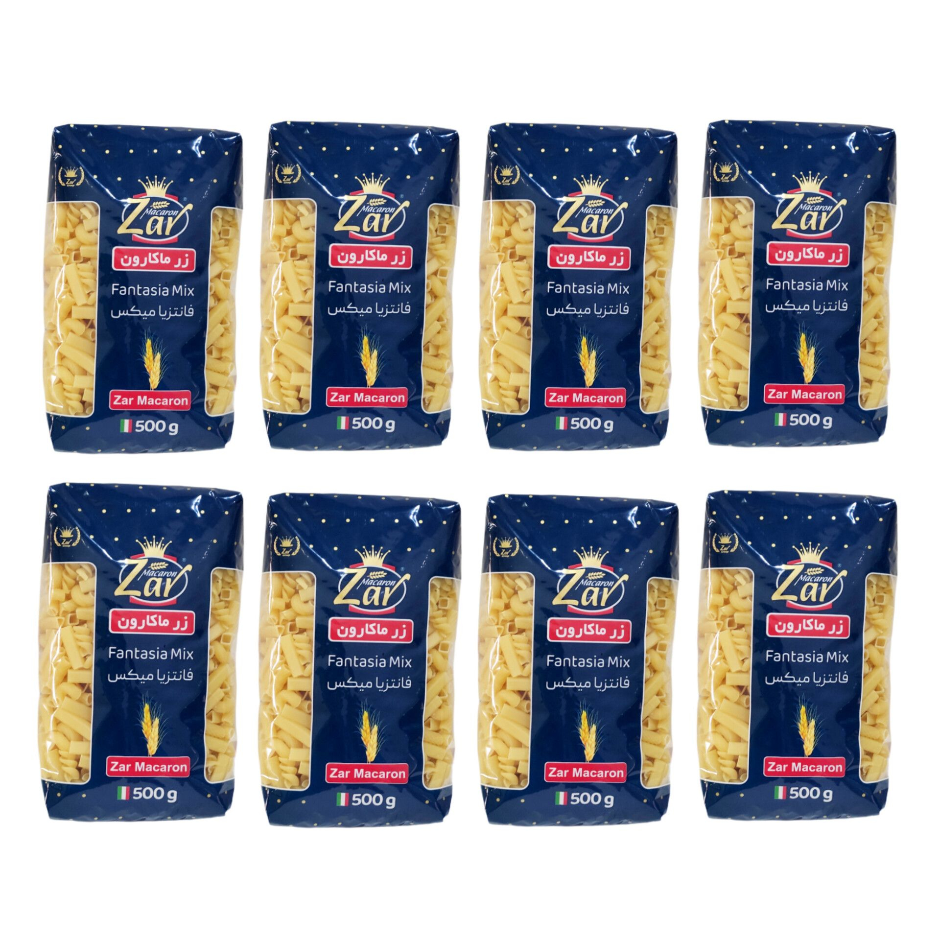ماکارونی فرمی فانتزیا میکس زرماکارون - 500 گرم بسته 8 عددی