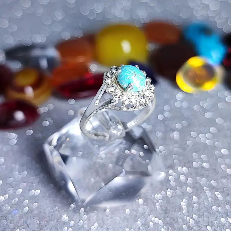 انگشتر نقره زنانه مدل فیروزه نیشابور کد FW3076