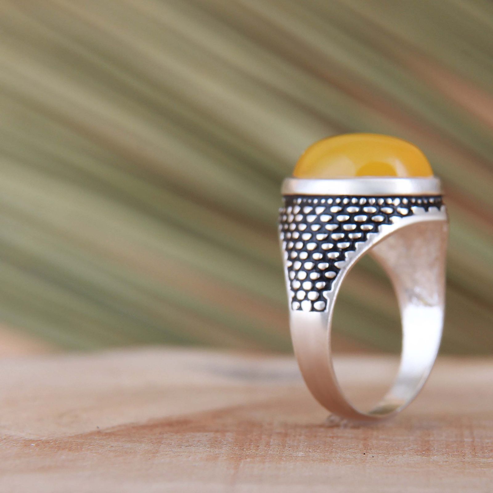 انگشتر نقره مردانه مدل رکاب سیلندری سنگ عقیق شرف الشمس کد AM_04318 -  - 6