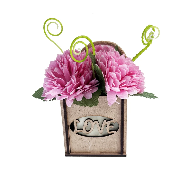 گلدان به همراه گل مصنوعی مدل سه داوودی جعبه ای