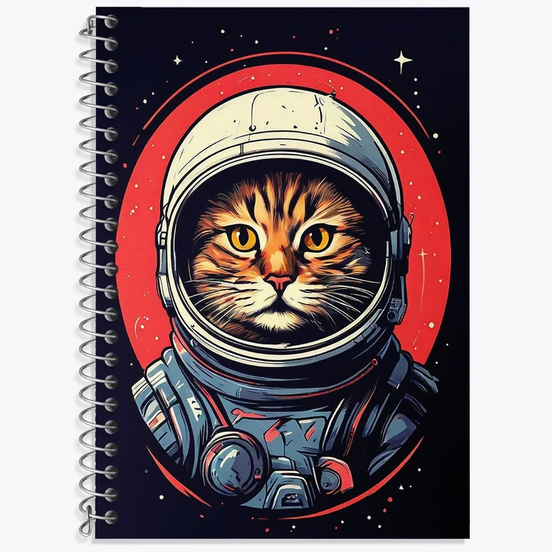 دفتر لغت 50 برگ خندالو طرح گربه فضانورد کد N1448