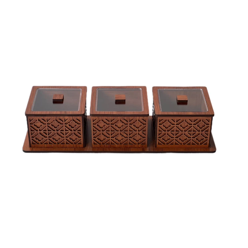 قندان مدل چوبی مجموعه چهار عددی