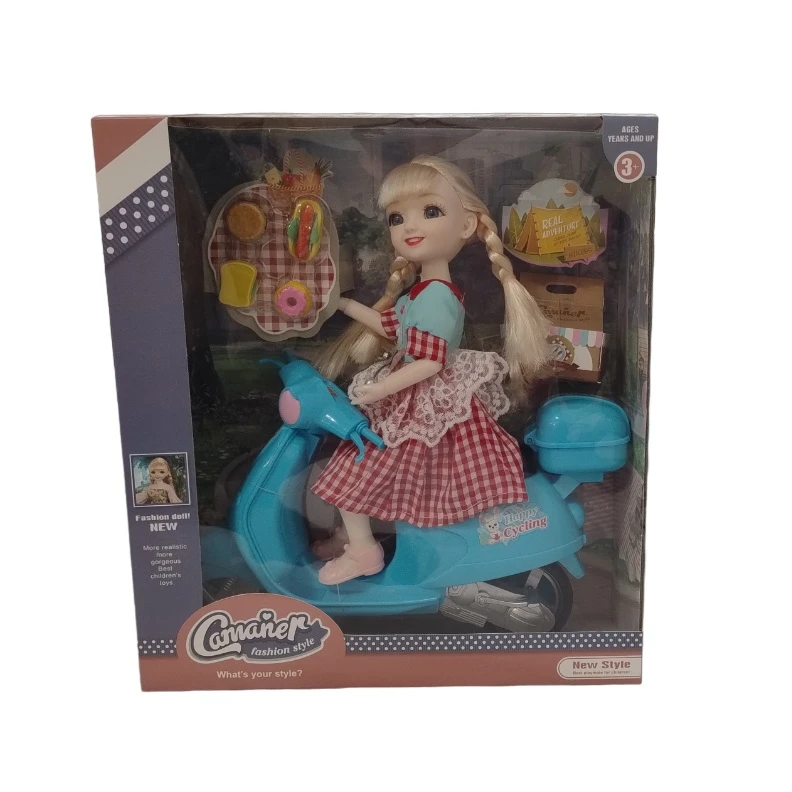 عروسک مدل چشم تیله ای طرح موتور سوار ارتفاع 30 سانتی‌متر