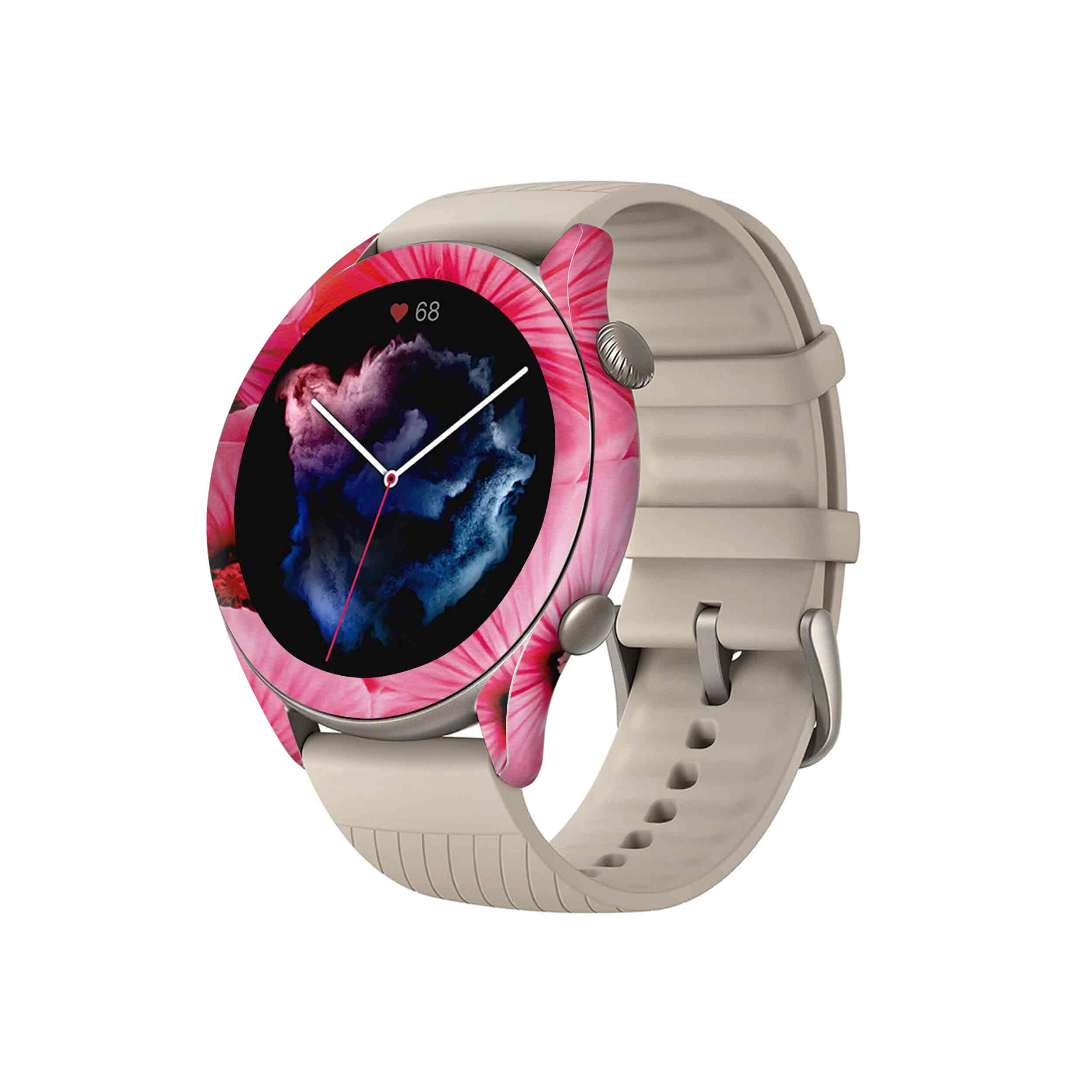 برچسب ماهوت طرح Pink-Flower مناسب برای ساعت هوشمند آمازفیت GTR 3
