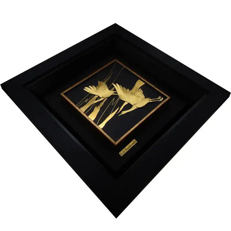 تابلو طلا کوب زرکات طرح دو لک لک مدل F169