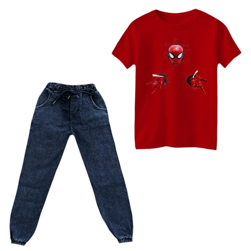 ست تی‌شرت و شلوار دخترانه مدل مرد عنکبوتی کد 6